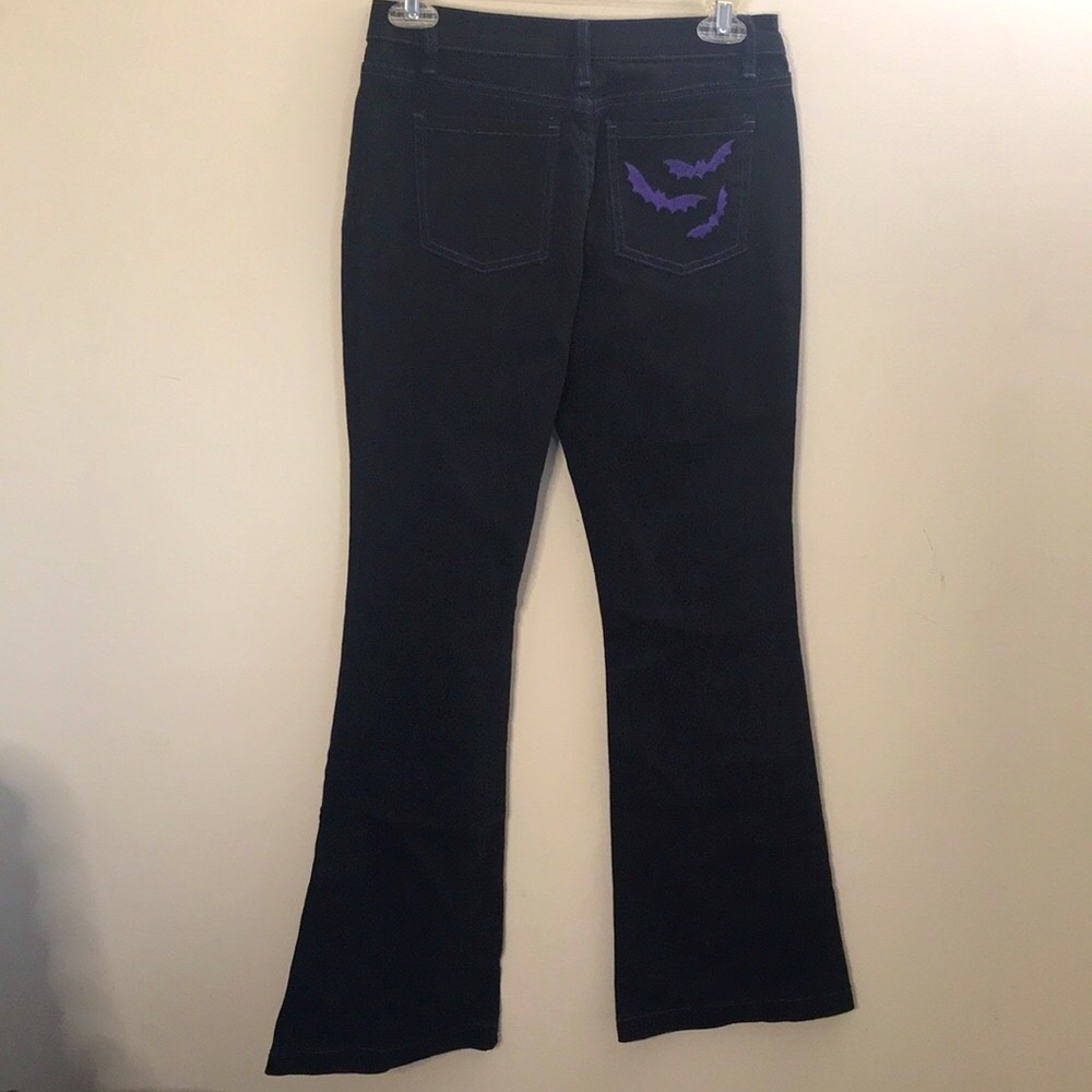 ✨🆕Dolls Kill x Graveyard Girls Black & Purple Flared bottoms Sz S!🦇BNWT!🖤💜 - Picture 2 of 9